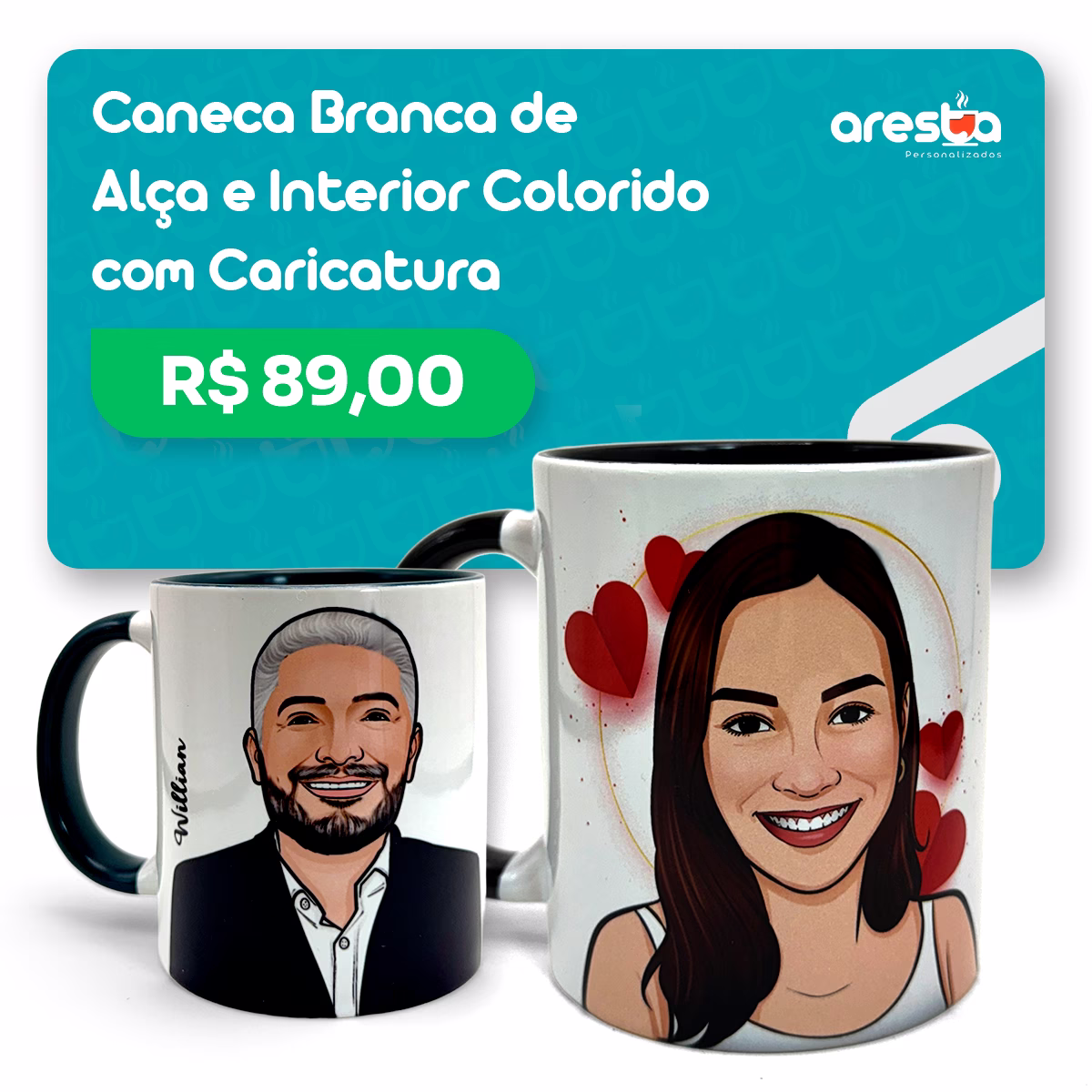 Caneca colorida com caricatura