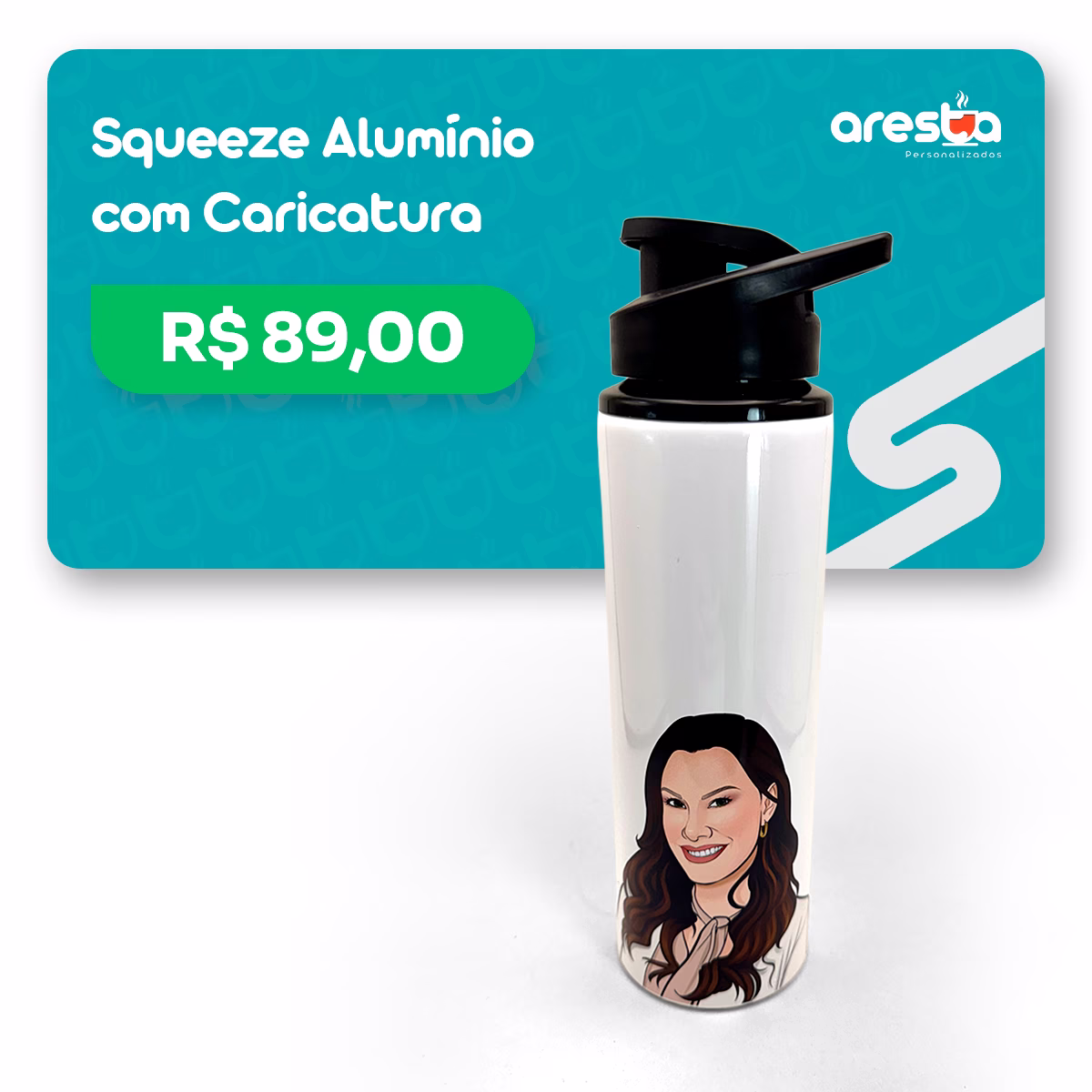 Squeeze alumínio 750ml branco com caricatura